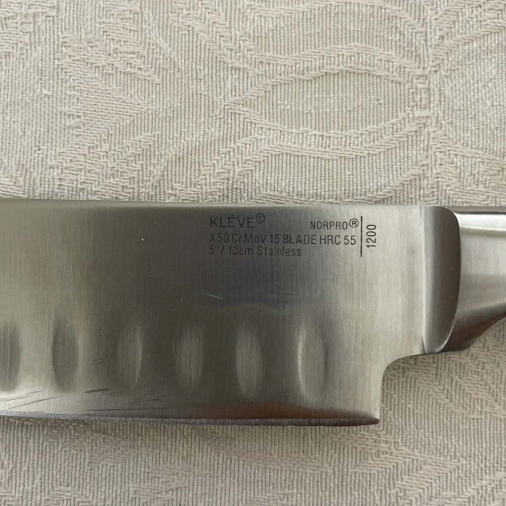 Norpro Kleve Santoku Knife X50 CrMoV 15 Blade HRC 55 5